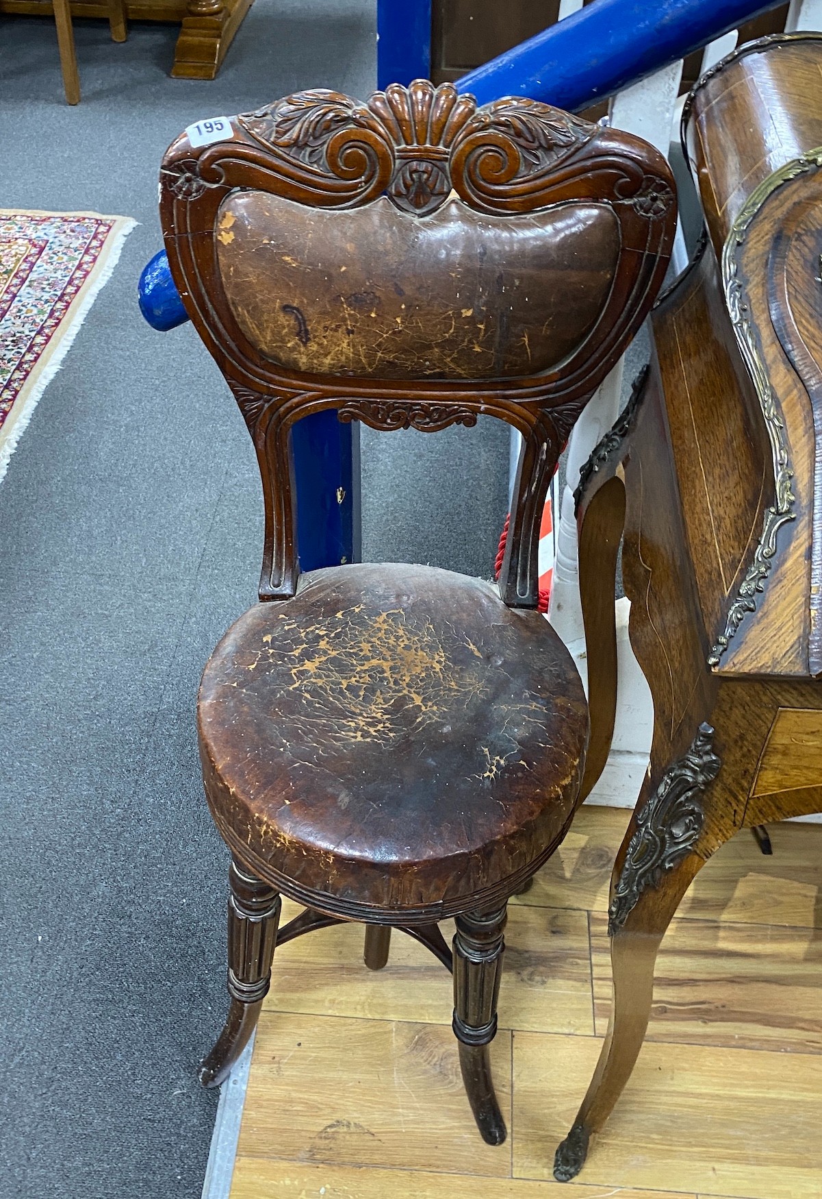 A George IV rosewood harpist's or cellist's stool, height 94cm